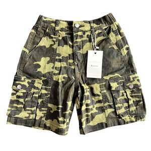 ELLEVEN Womens Camo Cargo Shorts Green E189 Size‎ XS New With Tags